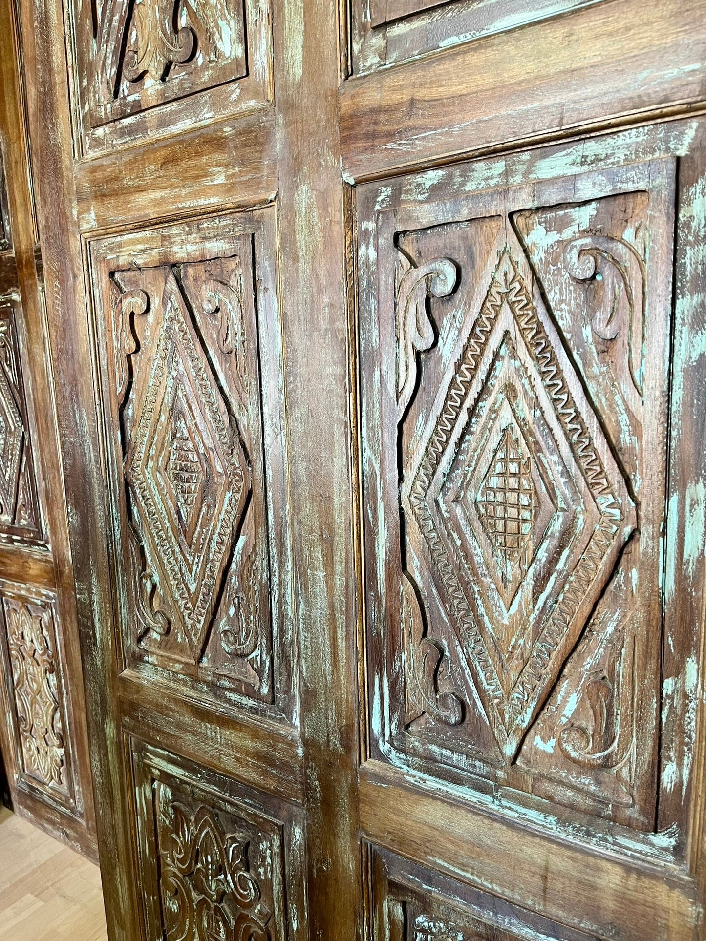 Vintage Carved Door Reclaimed Wood Farmhouse Barn Door 84x36