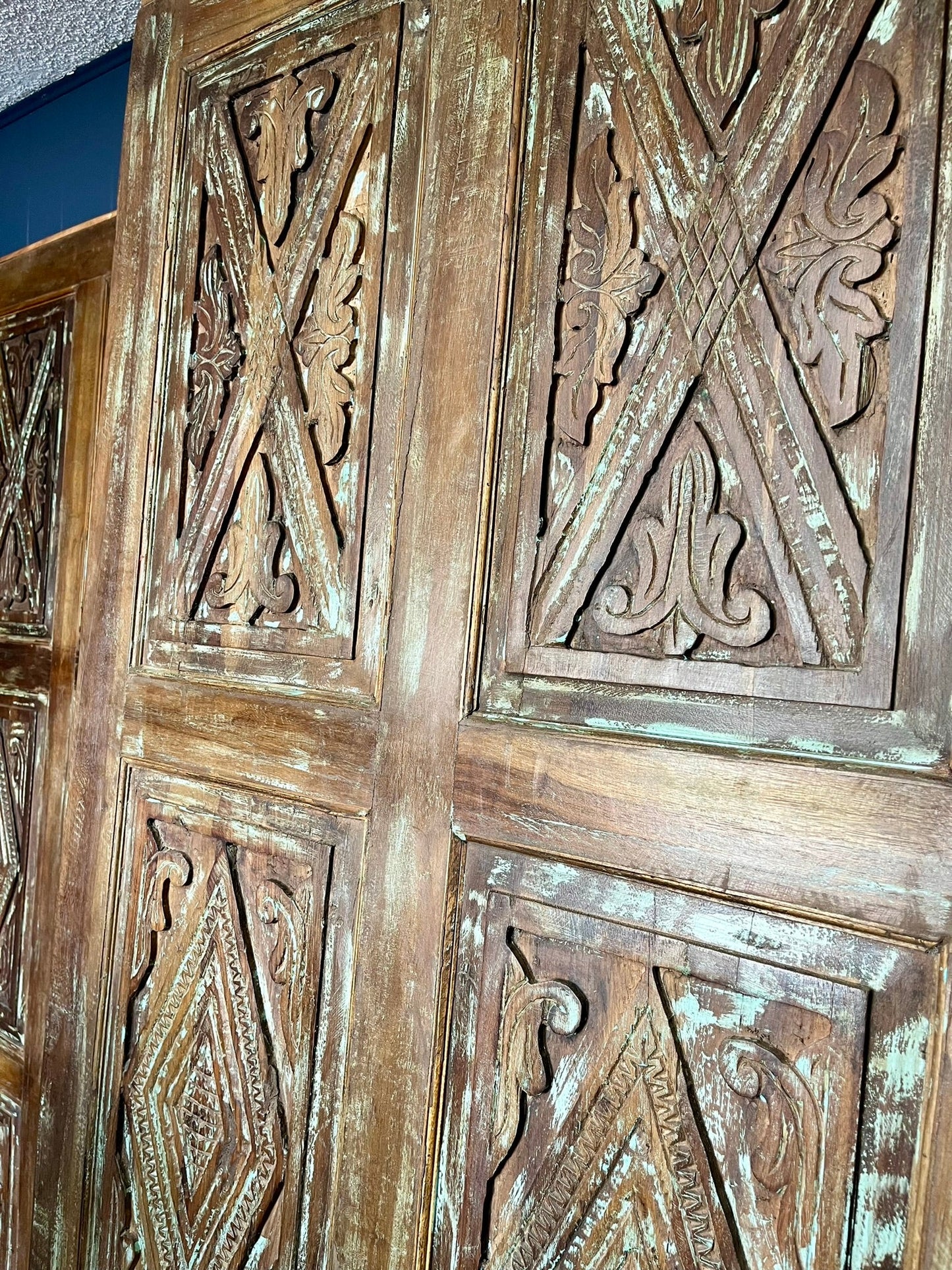 Vintage Carved Door Reclaimed Wood Farmhouse Barn Door 84x36