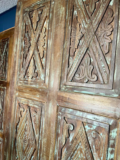 Vintage Carved Door Reclaimed Wood Farmhouse Barn Door 84x36