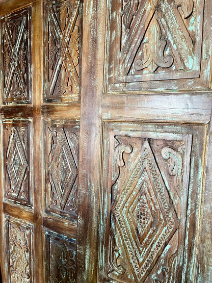 Vintage Carved Door Reclaimed Wood Farmhouse Barn Door 84x36