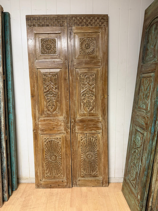 Antique Carved French Door Panels - Closet Pantry Double Doors 80X35