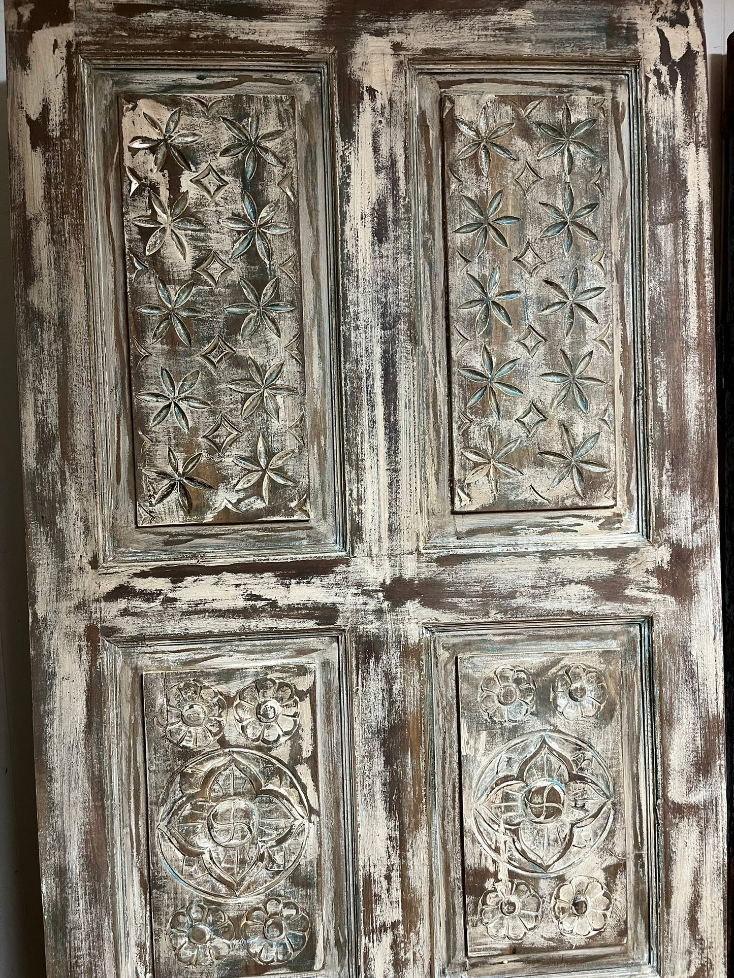 Vintage Carved Door Reclaimed Wood Door Rustic Spanish Barn Door 80