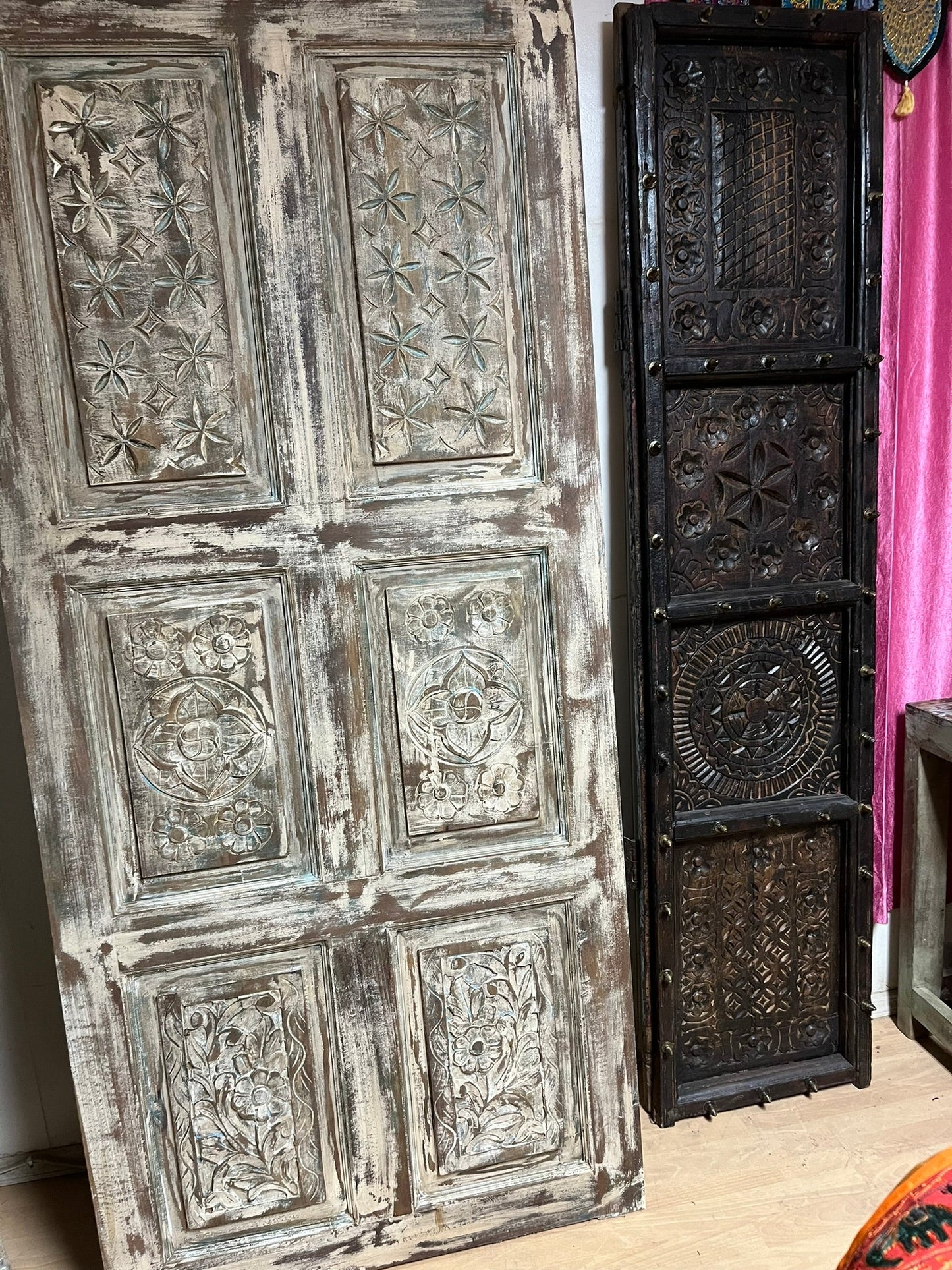 Vintage Carved Door Reclaimed Wood Door Rustic Spanish Barn Door 80