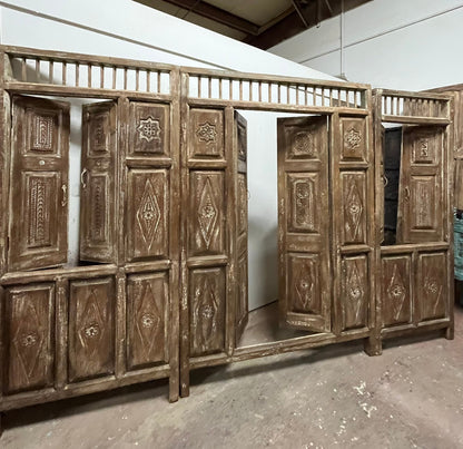 Antique Carved Door Rustic Teak Wood Handcarved Garden Gates 84X59
