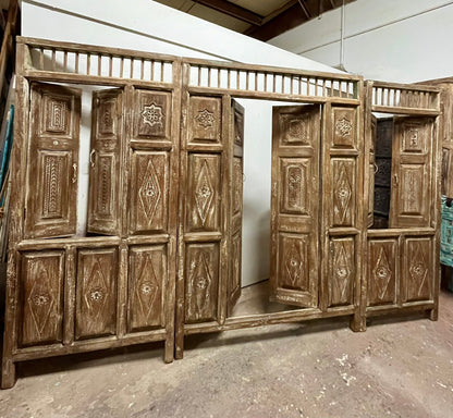 Antique Carved Door Rustic Teak Wood Handcarved Garden Gates 84X59