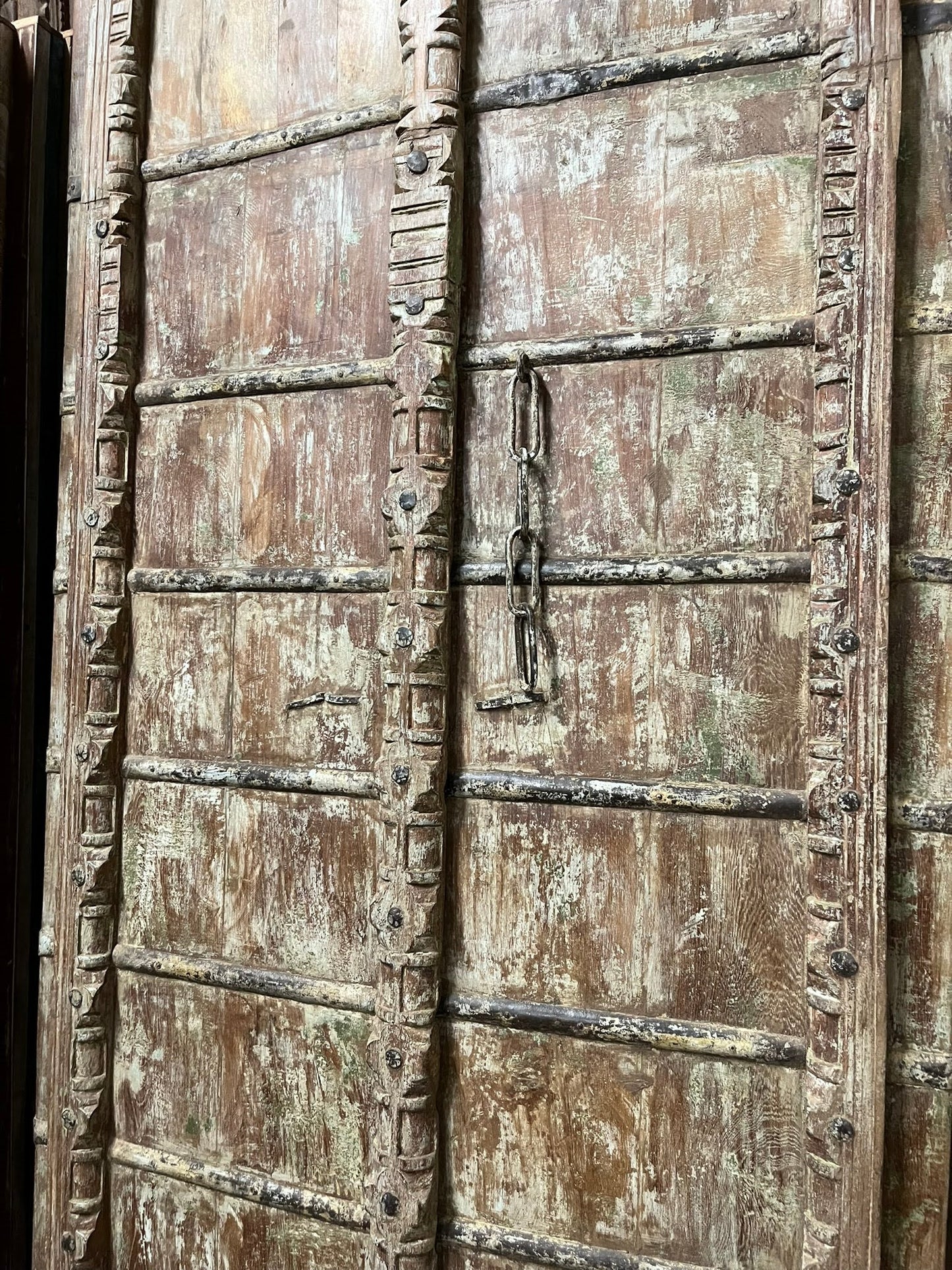 Antique Carved Door Teak Wood Rustic Farmhouse Garden Door 84
