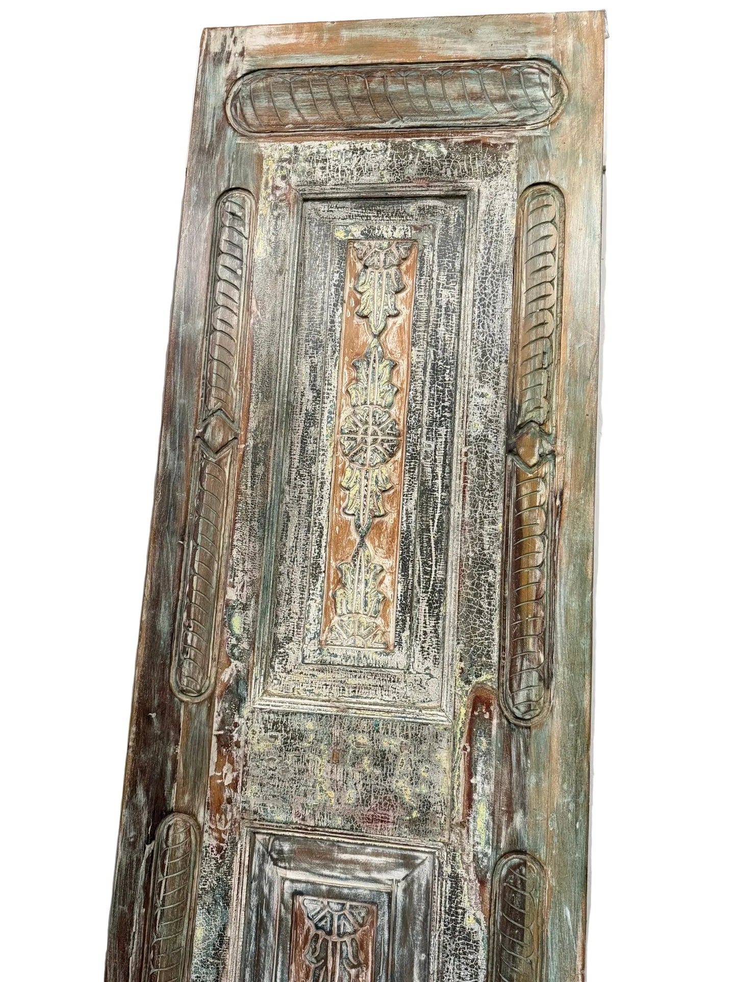 Vintage Carved Solid Wood Door – Single Rustic Sliding Barn Door Panel 96x30