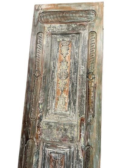 Vintage Carved Solid Wood Door – Single Rustic Sliding Barn Door Panel 96x30