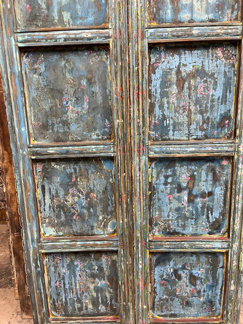 Antique Arched Door Garden Gates Blue Farmhouse Barn Doors 96x44