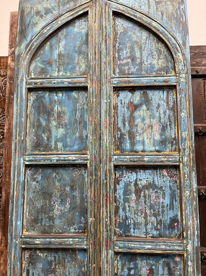 Antique Arched Door Garden Gates Blue Farmhouse Barn Doors 96x44