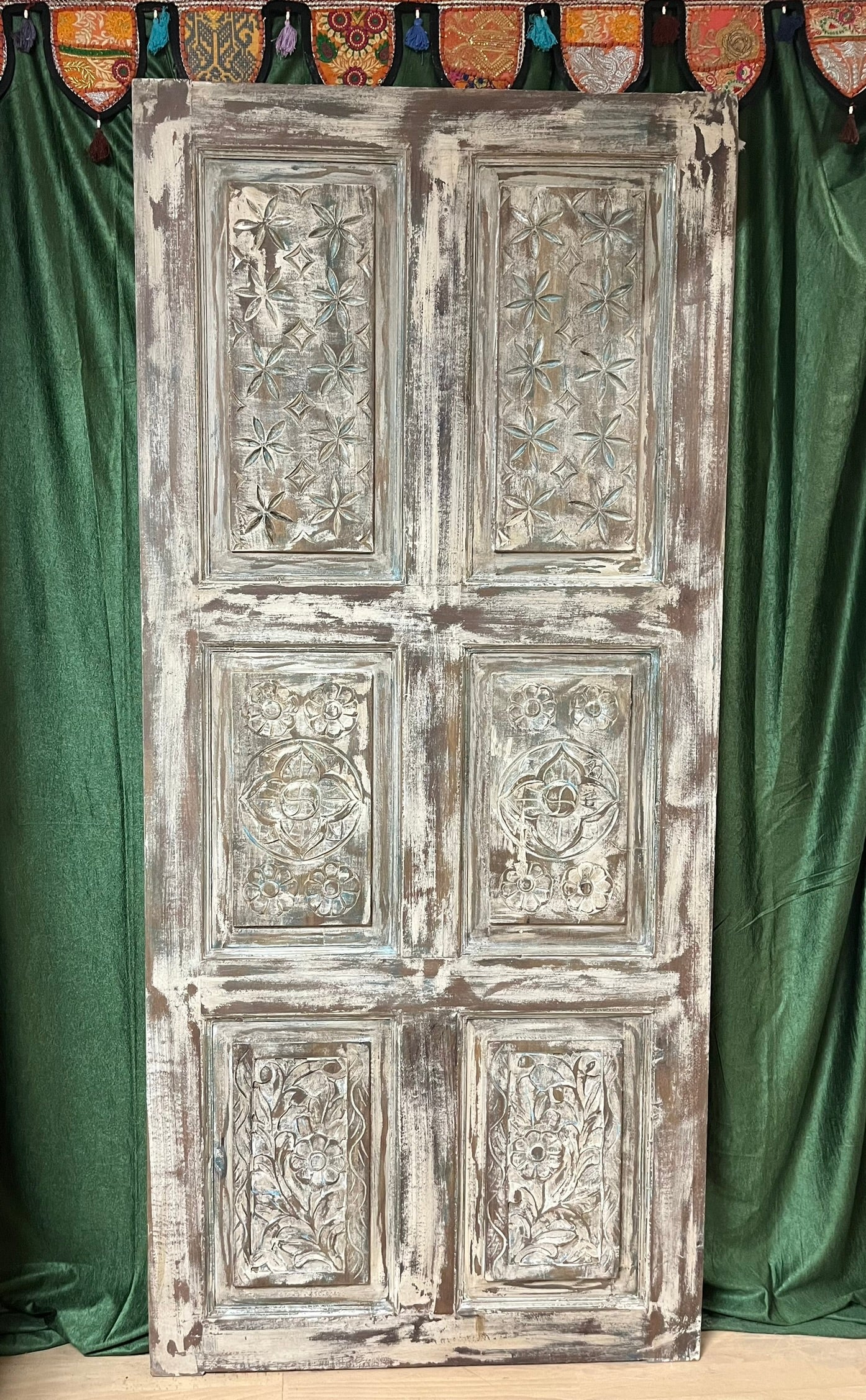 Vintage Carved Door Reclaimed Wood Door Rustic Spanish Barn Door 80