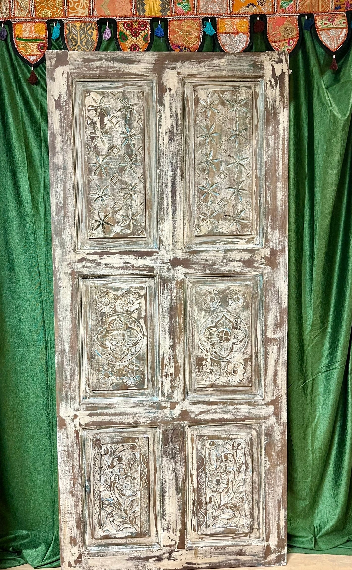 Vintage Carved Door Reclaimed Wood Door Rustic Spanish Barn Door 80
