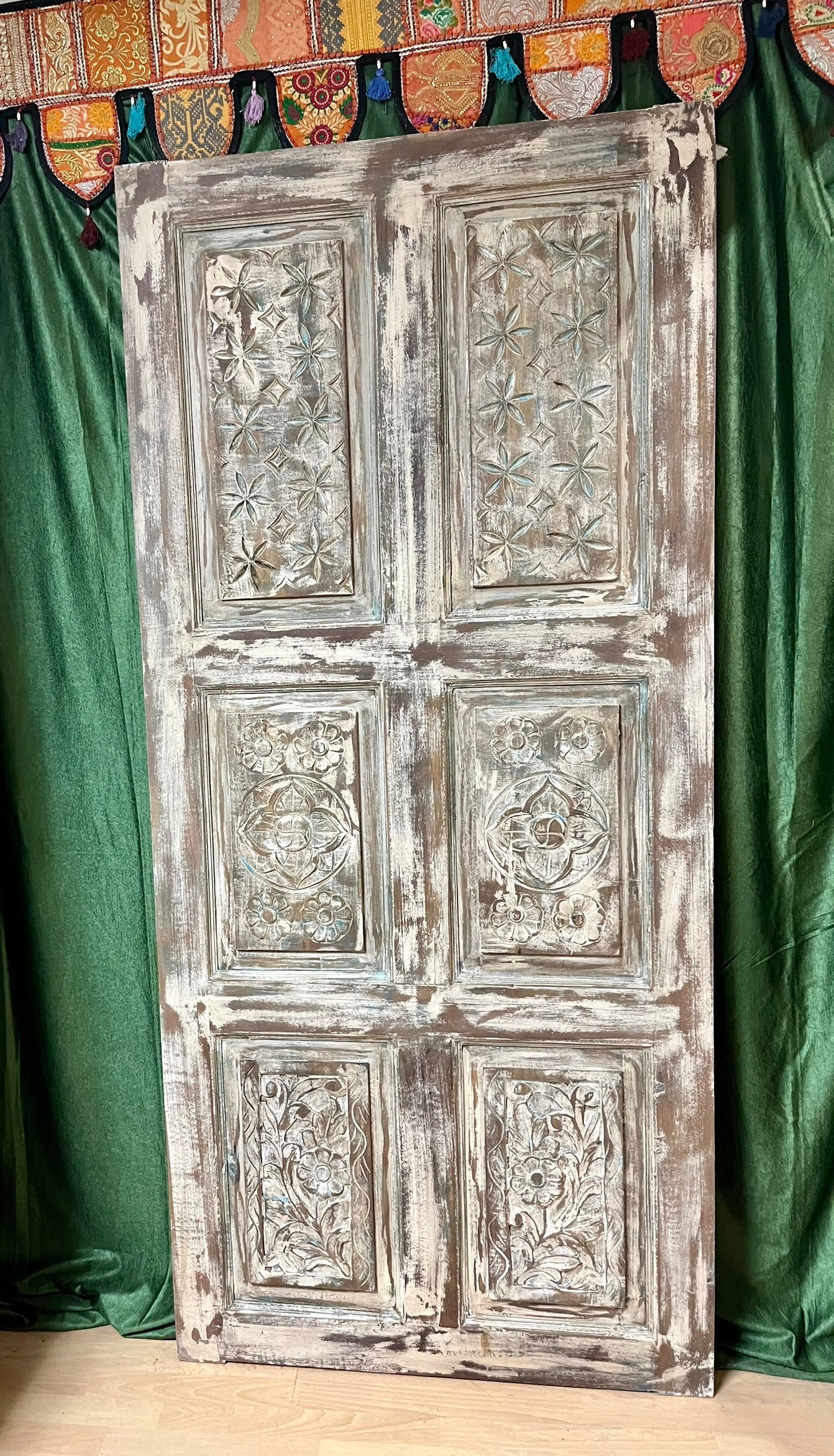 Vintage Carved Door Reclaimed Wood Door Rustic Spanish Barn Door 80