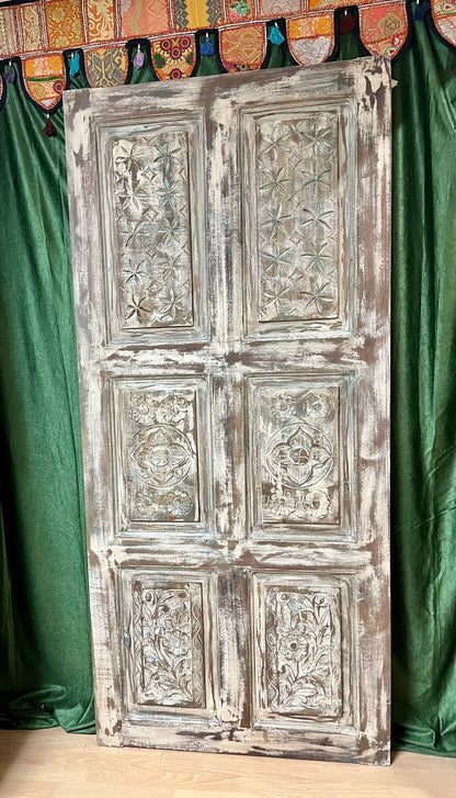 Vintage Carved Door Reclaimed Wood Door Rustic Spanish Barn Door 80