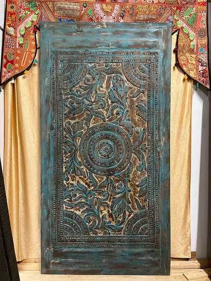 Vintage Carved Lotus Mandala Door Brass Studs Office Library Barndoor 100