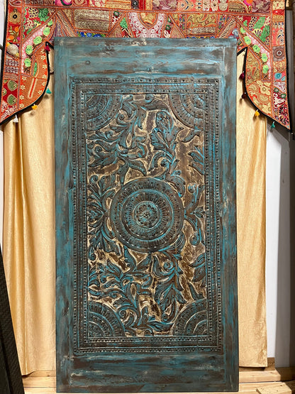 Vintage Carved Lotus Mandala Door Brass Studs Office Library Barndoor 100