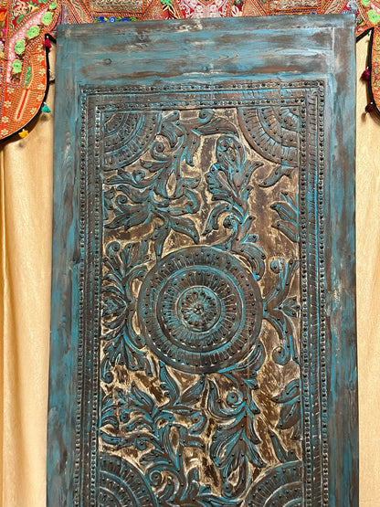 Vintage Carved Lotus Mandala Door Brass Studs Office Library Barndoor 100