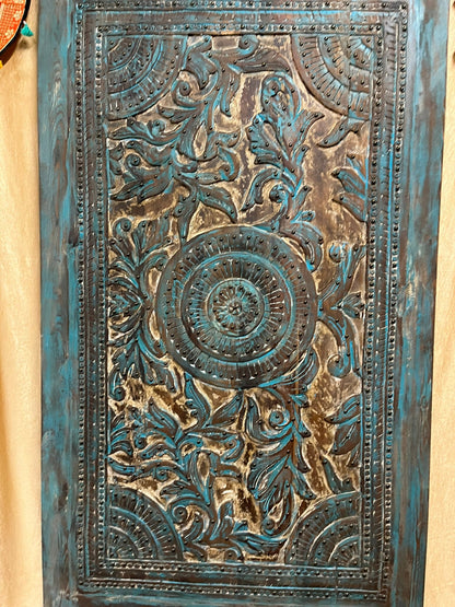 Vintage Carved Lotus Mandala Door Brass Studs Office Library Barndoor 100