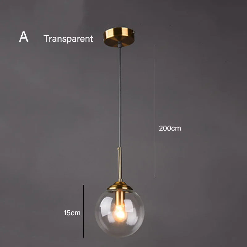 Modern LED Glass Ball Ceiling Pendant Lights - Bedroom Bedside and Living Room Home Décor lighting