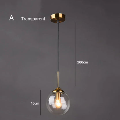 Modern LED Glass Ball Ceiling Pendant Lights - Bedroom Bedside and Living Room Home Décor lighting