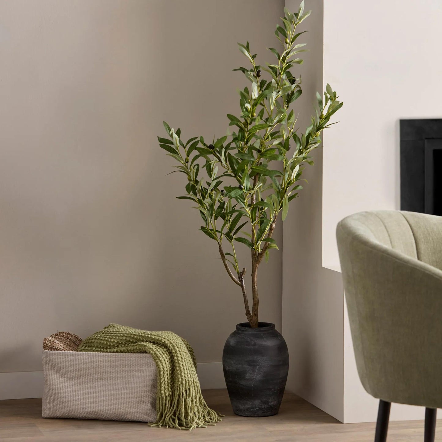 Artificial Olive Tree in Ceramic Vase