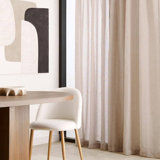 Atila Beige Rod Pocket Back Tab Sheer Curtain