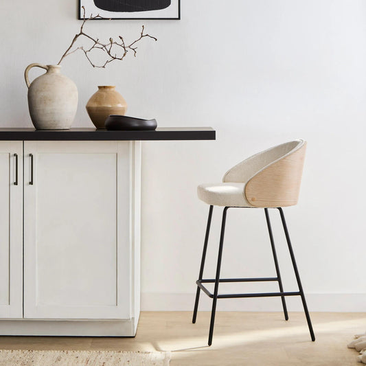 Upholstered Bar Stool with Wood Back