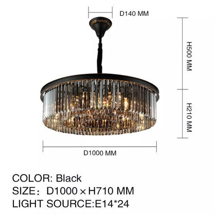 Black Crystal Round Shape Luxury Chandelier For Living Room Dining Room