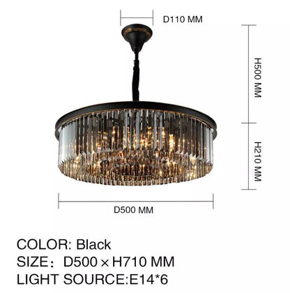 Black Crystal Round Shape Luxury Chandelier For Living Room Dining Room