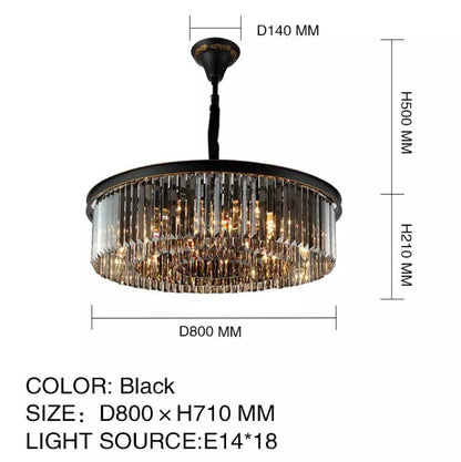 Black Crystal Round Shape Luxury Chandelier For Living Room Dining Room
