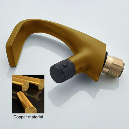 Black Faucet Bathroom Sink Faucets Hot Cold Water Mixer Crane Deck Mounted Single Hole Bath Tap