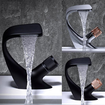 Black Faucet Bathroom Sink Faucets Hot Cold Water Mixer Crane Deck Mounted Single Hole Bath Tap