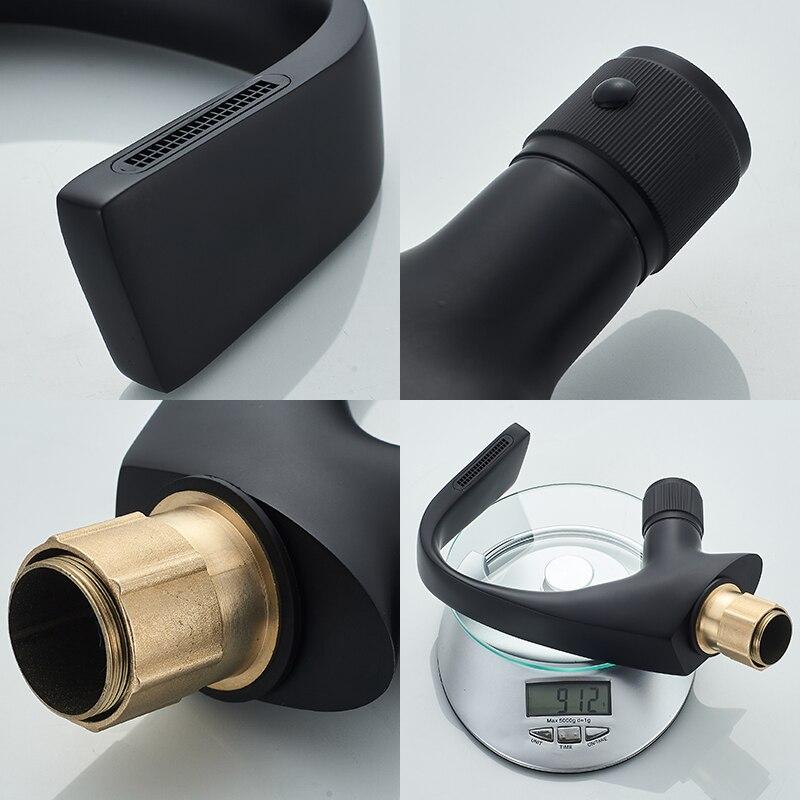 Black Faucet Bathroom Sink Faucets Hot Cold Water Mixer Crane Deck Mounted Single Hole Bath Tap