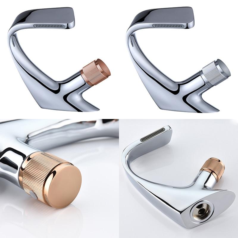 Black Faucet Bathroom Sink Faucets Hot Cold Water Mixer Crane Deck Mounted Single Hole Bath Tap