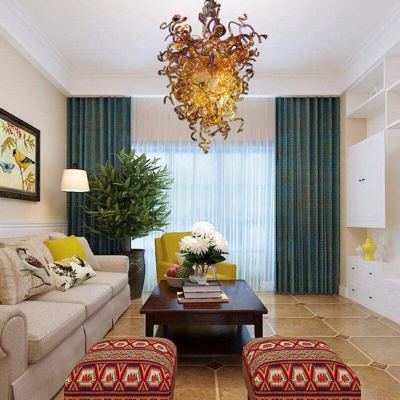 Elegant Amber Gold LED Murano Crystal Chandelier Lamp