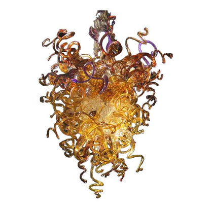 Elegant Amber Gold LED Murano Crystal Chandelier Lamp