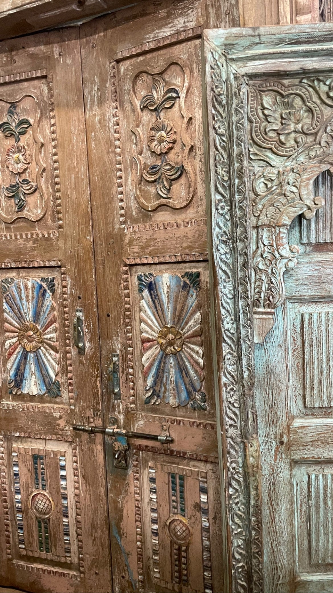Antique Carved Doors Indo French Sandwash Teak Garden Door Doors 98