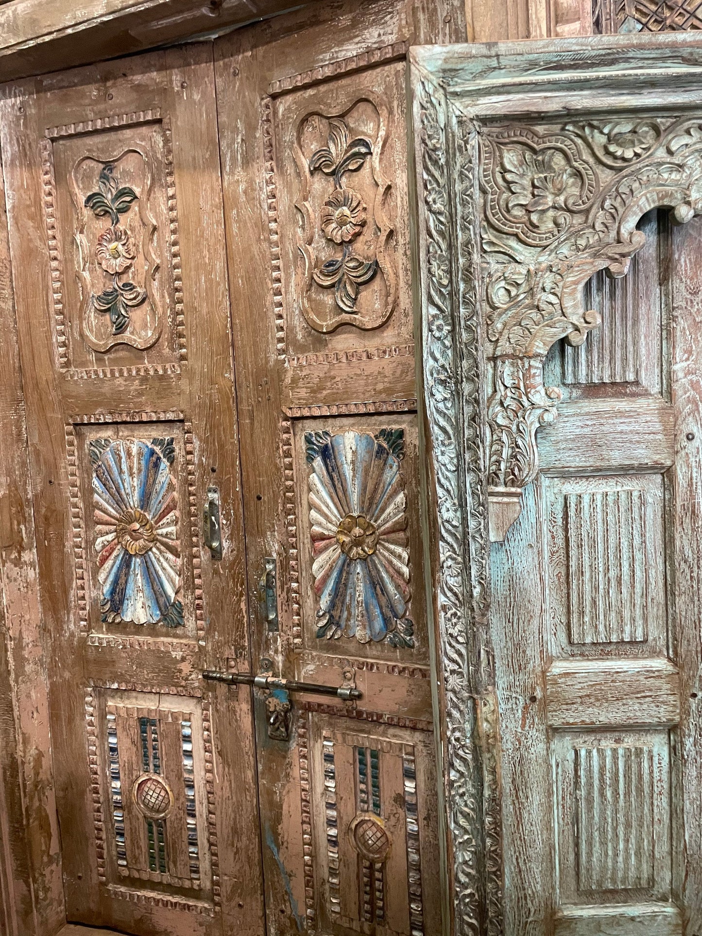 Antique Carved Doors Indo French Sandwash Teak Garden Door Doors 98