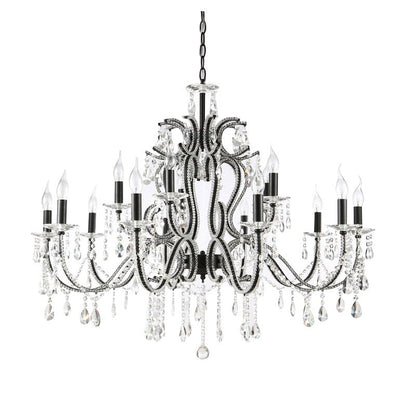 Black Villa Lustre Crystal Chandelier exquisitely designed for Foyers, Living Rooms, or Dining Rooms