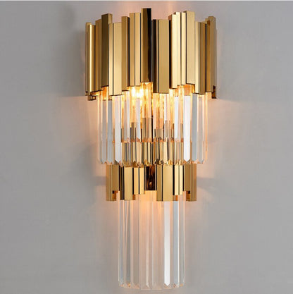 Post-Modern Crystal Wall Sconce – Luxury Warm Light for Hallway, Bedroom, or Bedside