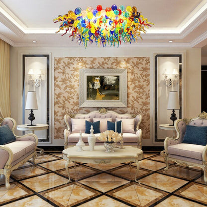 Luxury Art Lamp Murano Multicolor Bubbles LED Blown Glass Ceiling Mounted Chandeliers for Dining Room