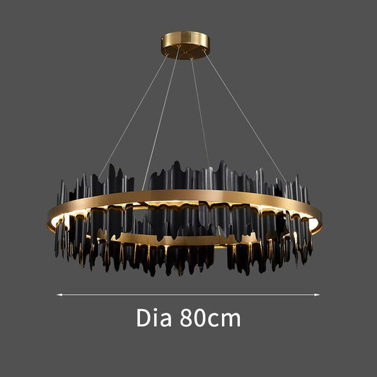 Contemporary Black and Gold Circle LED Chandelier for Living Room, Dinning, Lobby, and Hotel Lighting