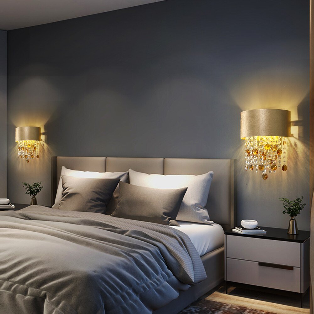 Modern Crystal Gold Wall Sconce Lamp For Bedroom Creative Home Décor Living Room Fixture