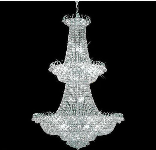 Exquisite Modern Twist on a Classic Crystal Chandelier perfect for Foyers, Stairways, and Dining Rooms