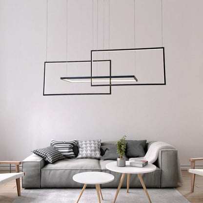 Modern Rectangle Chandeliers Led Pendant Lights Living Dining Room Kitchen Stair