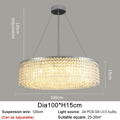 Modern Round Crystal Chandelier For Living Room Chrome Gold