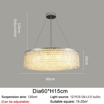 Modern Round Crystal Chandelier For Living Room Chrome Gold