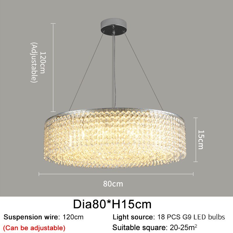 Modern Round Crystal Chandelier For Living Room Chrome Gold