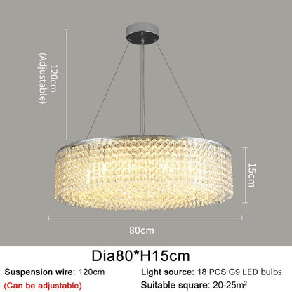 Modern Round Crystal Chandelier For Living Room Chrome Gold