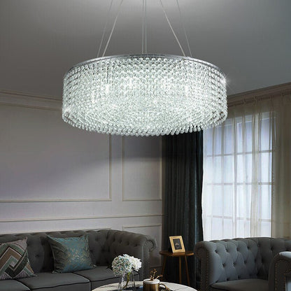 Modern Round Crystal Chandelier For Living Room Chrome Gold